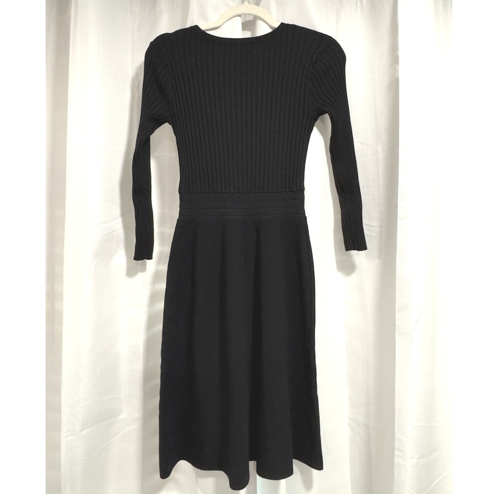 INC International Concepts Black Ribbed Zip Front Sweater Dress FA15 s/5X411 M‎ - Picture 5 of 6